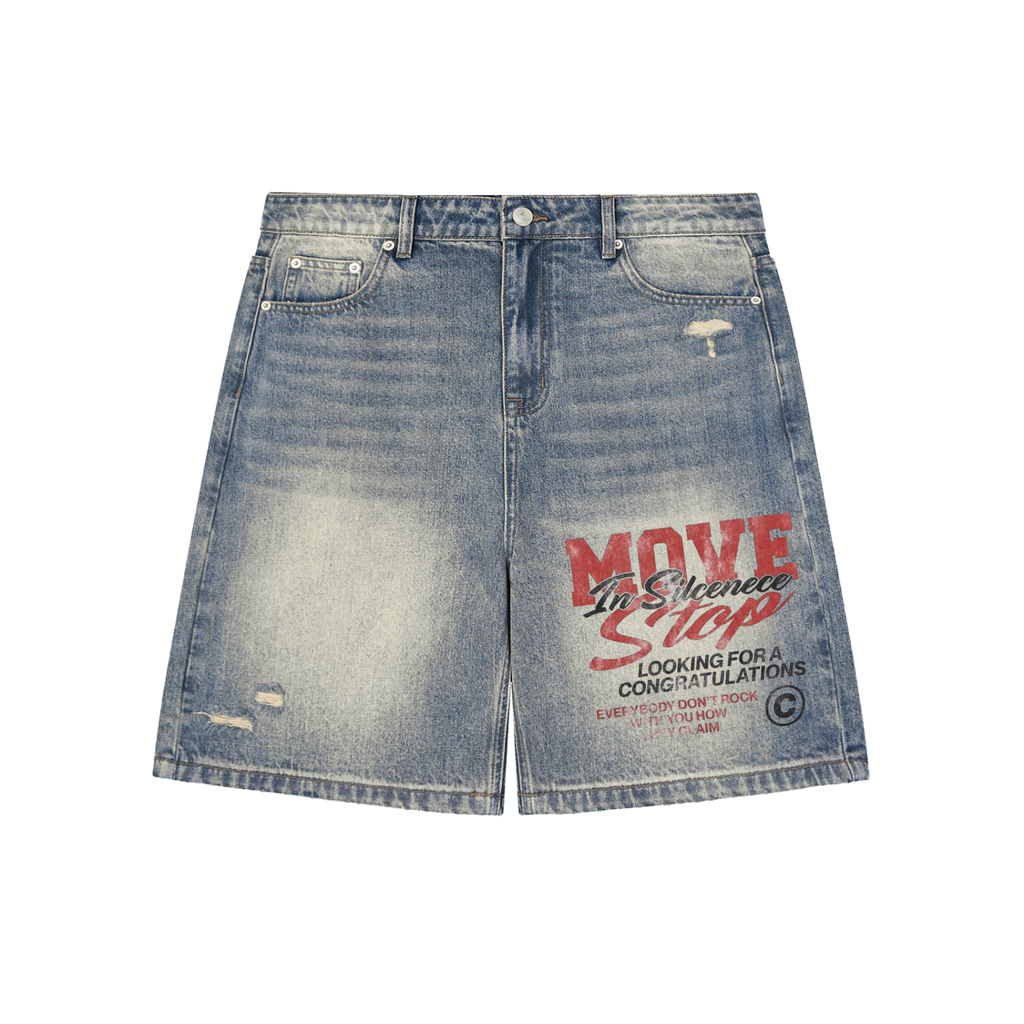 Faded Distressed Baggy Denim Shorts