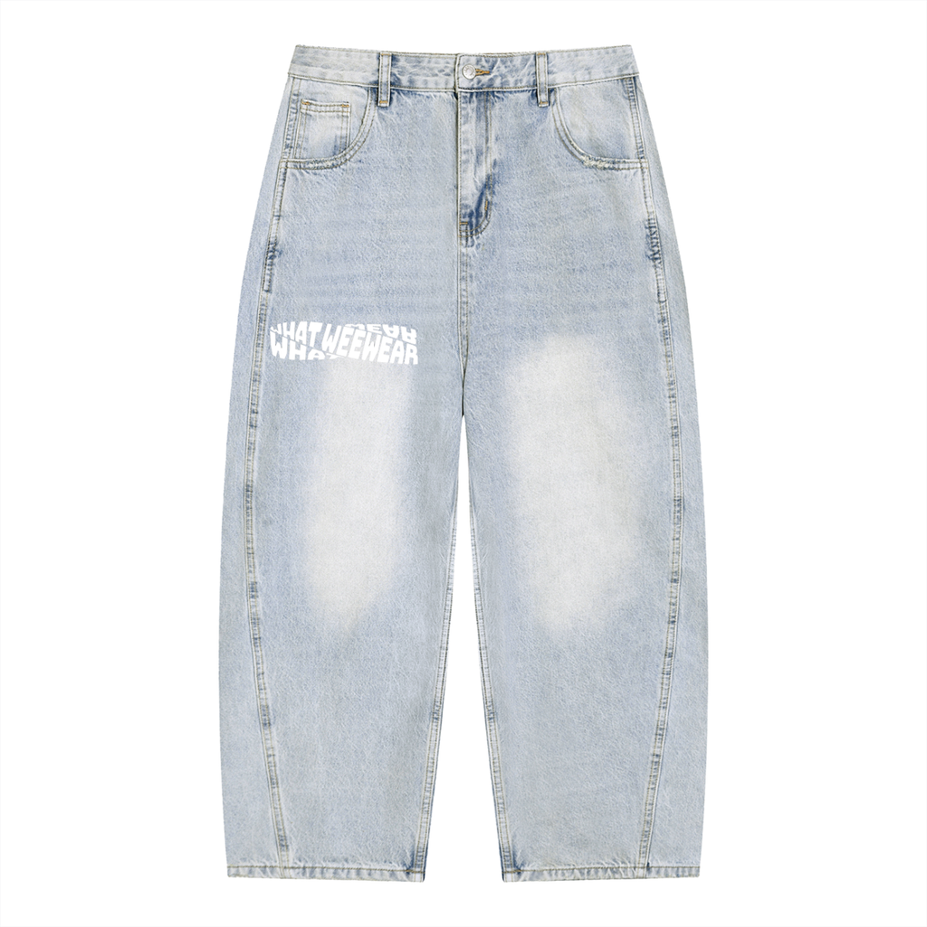 Men's Vintage Wash Barrel Leg What Wee Wear Jeans