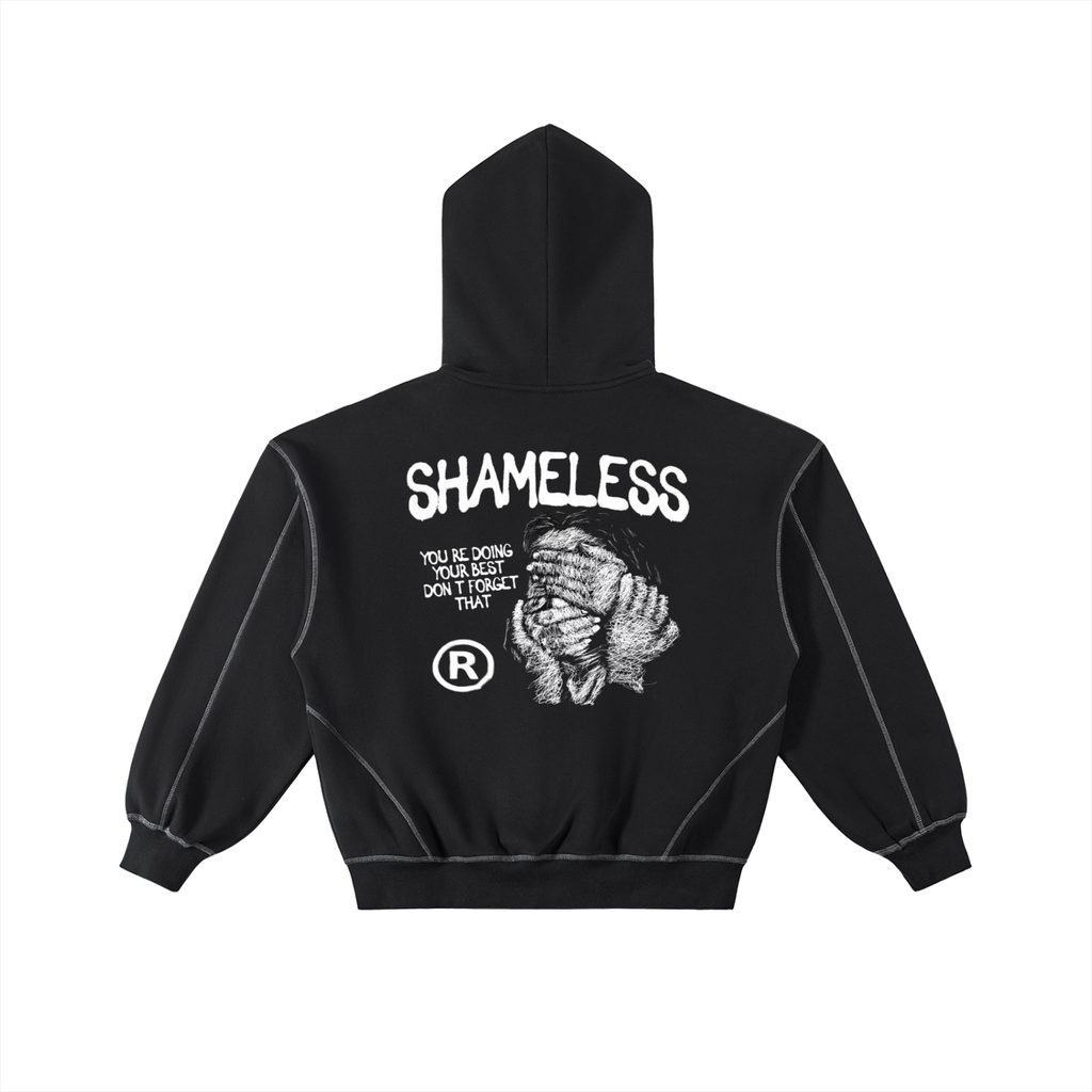Stitched Boxy Fleece Zip Up What Wee Wear Hoodie