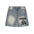 Faded Distressed Baggy Denim Freedom Shorts