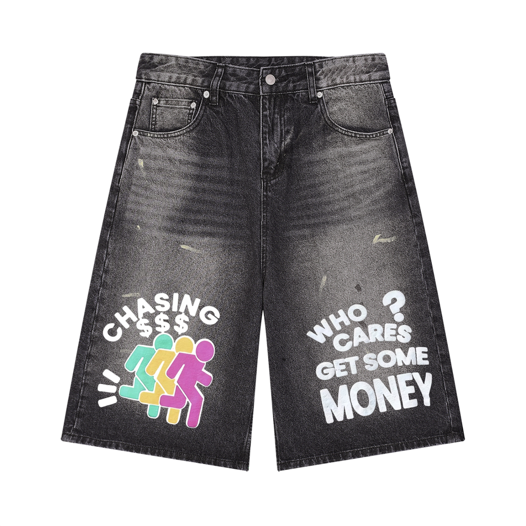 Men’s Vintage Paint Splatter Baggy Denim Jorts