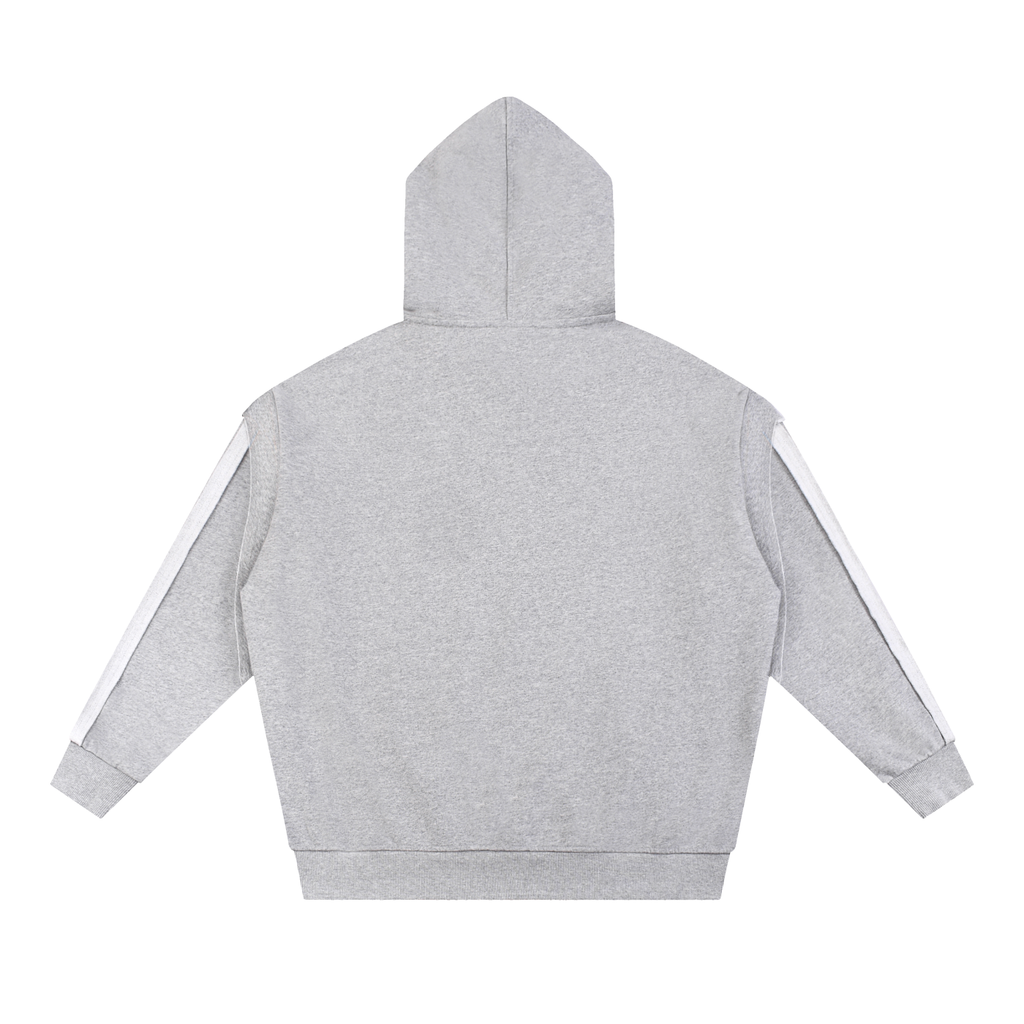 Raw Edge Double Layered Zip Hoodie
