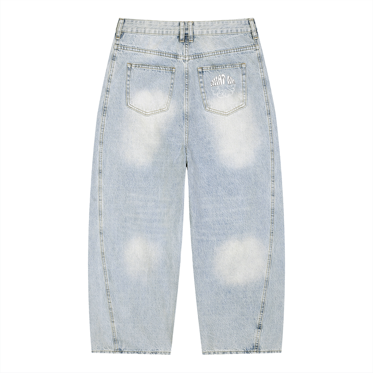 Men's Vintage Wash Barrel Leg What Wee Wear Jeans