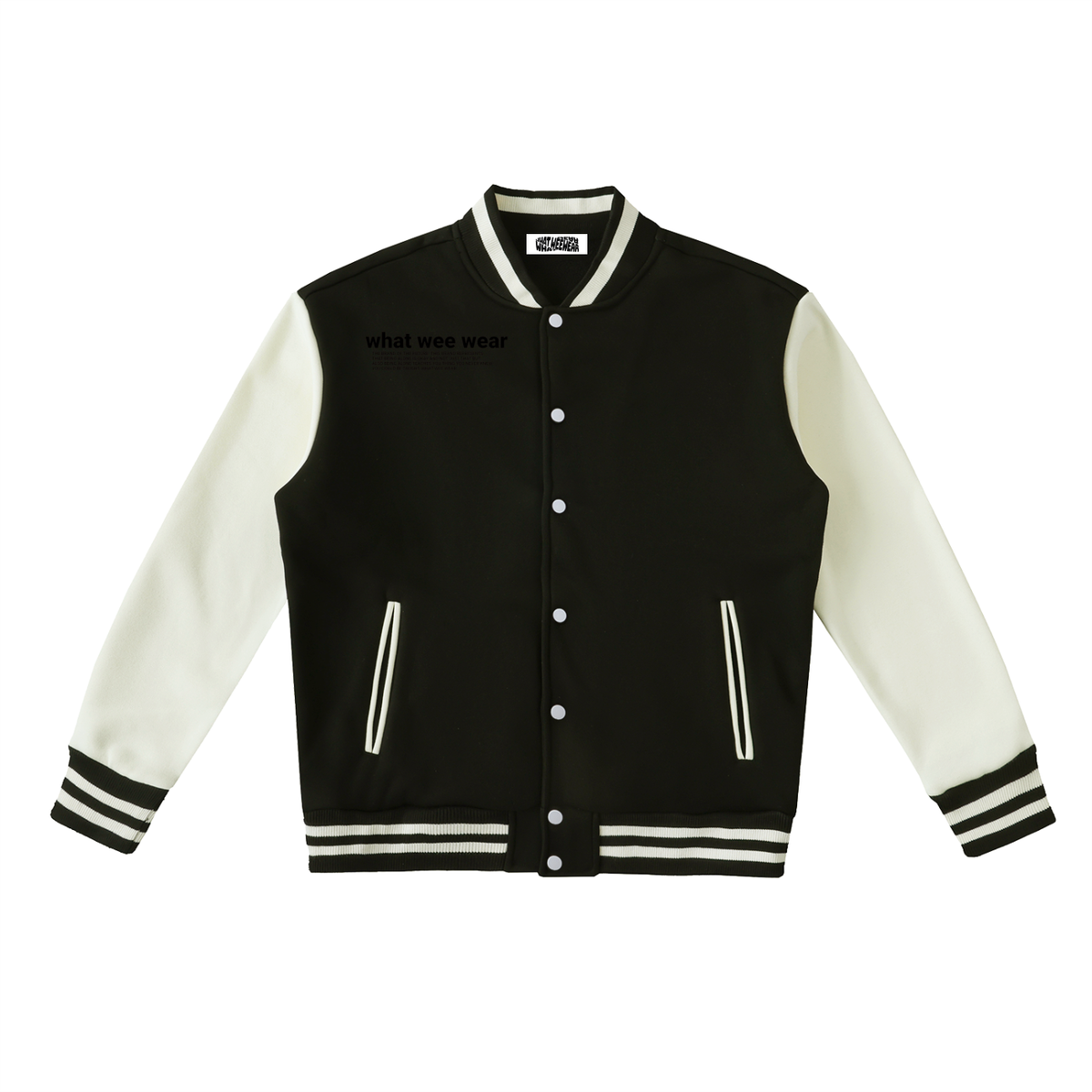 Two-Tone Fleeced Varsity What Wee Wear Jacket