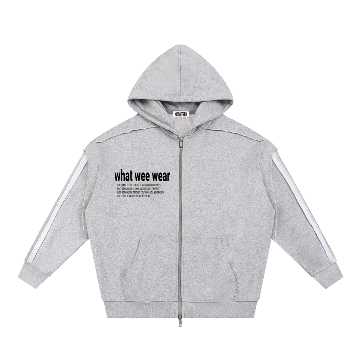 Raw Edge Double Layered Zip Hoodie