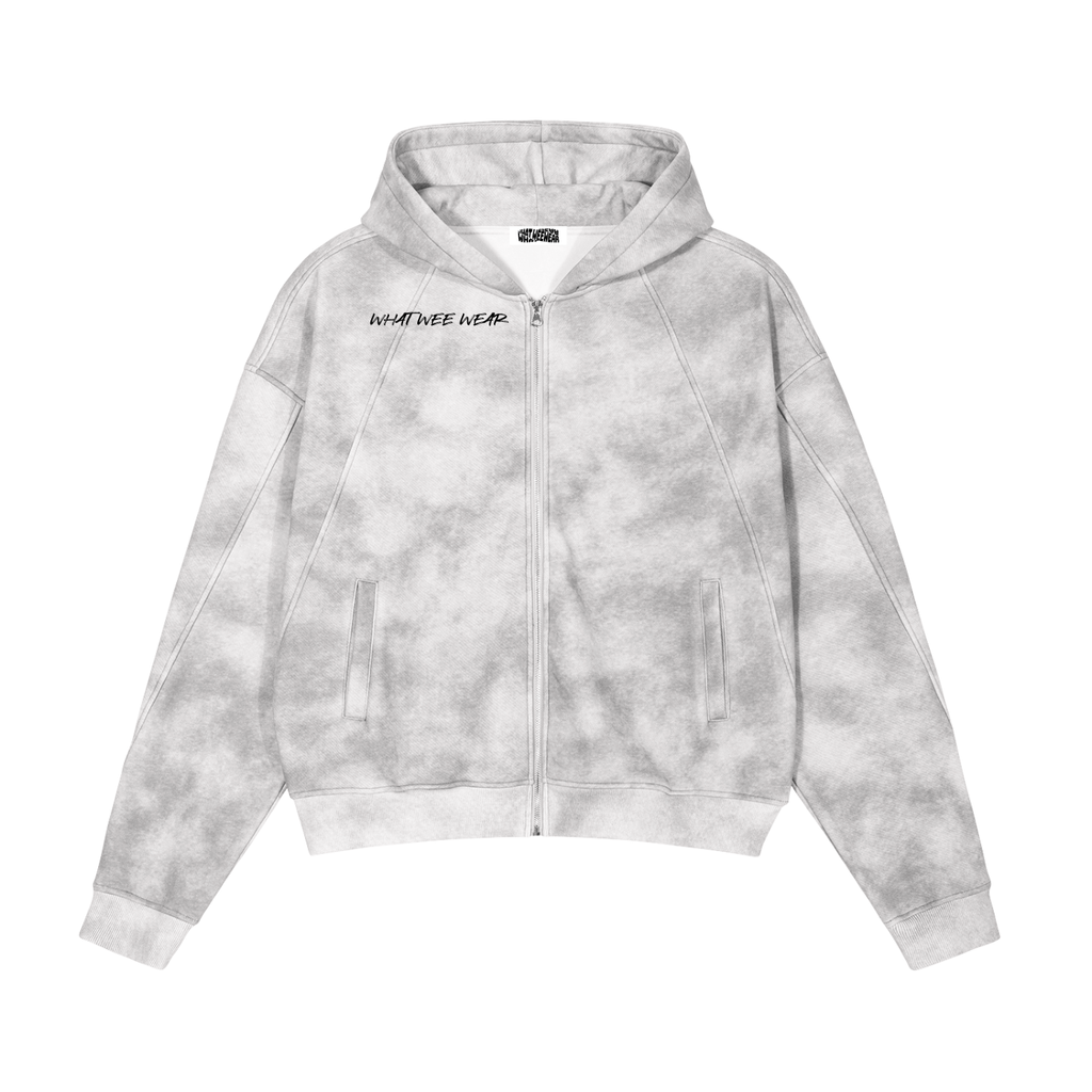 Dirty Washed Zip-Up Fleece What Wee Wear Hoodie