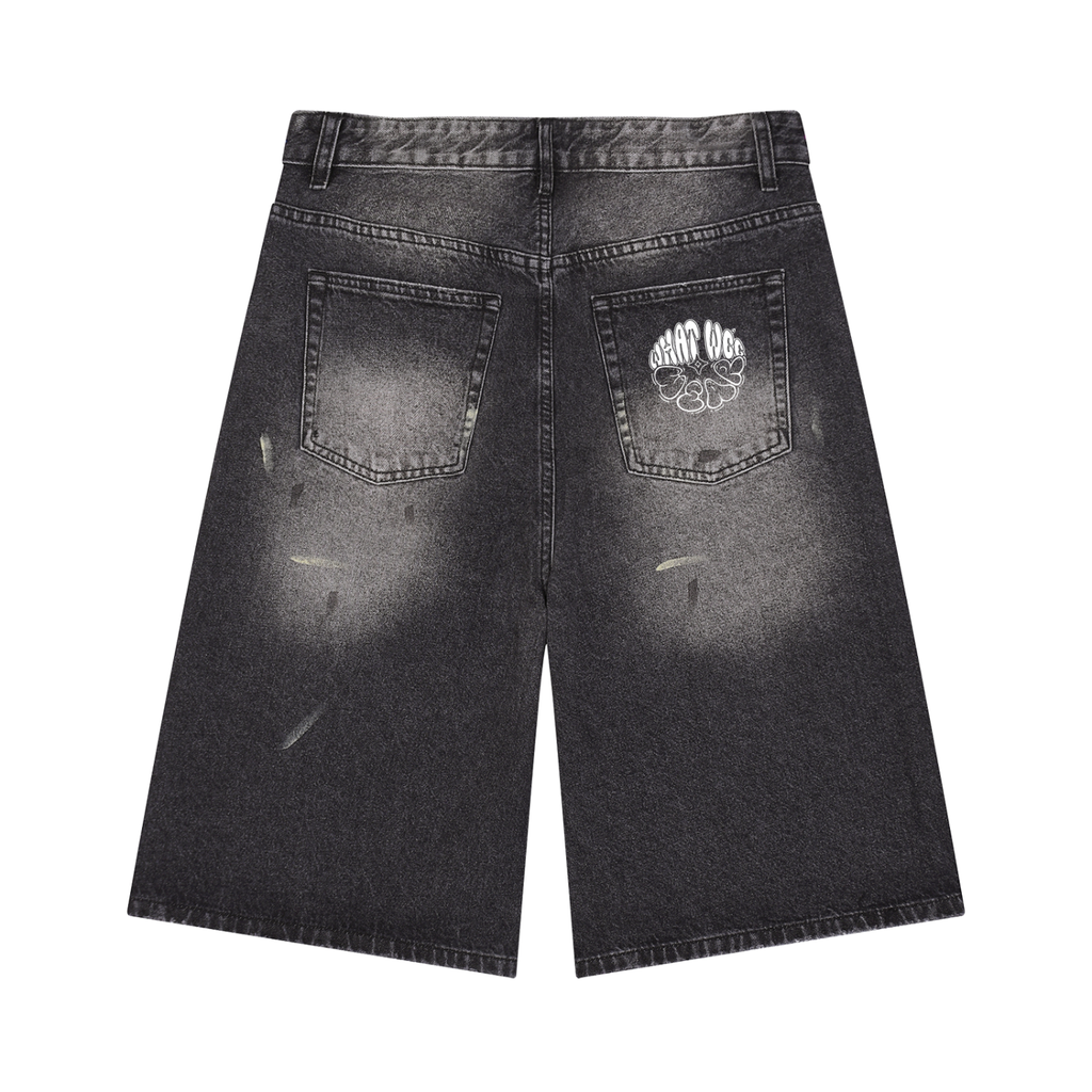 Men’s Vintage Paint Splatter Baggy Denim Jorts